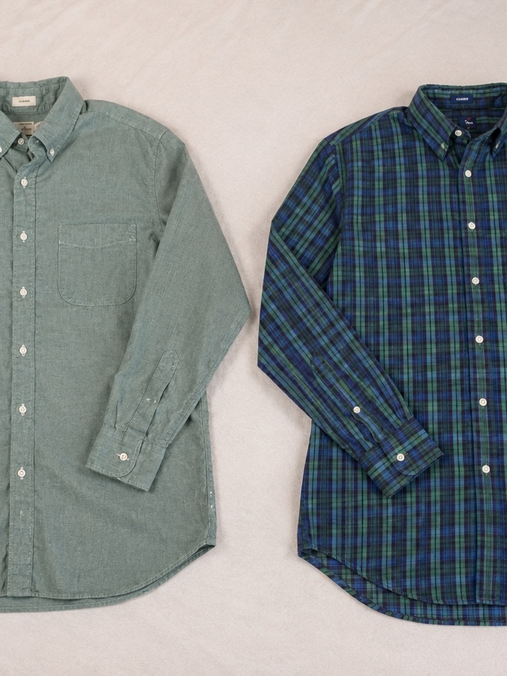 Set of 2 J. Crew Men's Button Up Shirts Size Medium - Light Green/Plaid